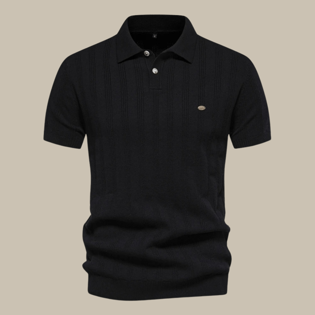 Valentin | Men's Knit Polo Shirt with Button Placket-Metro Lane Plaza