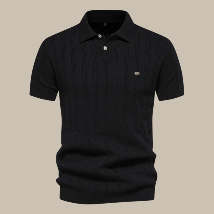 Valentin | Men's Knit Polo Shirt with Button Placket-Metro Lane Plaza