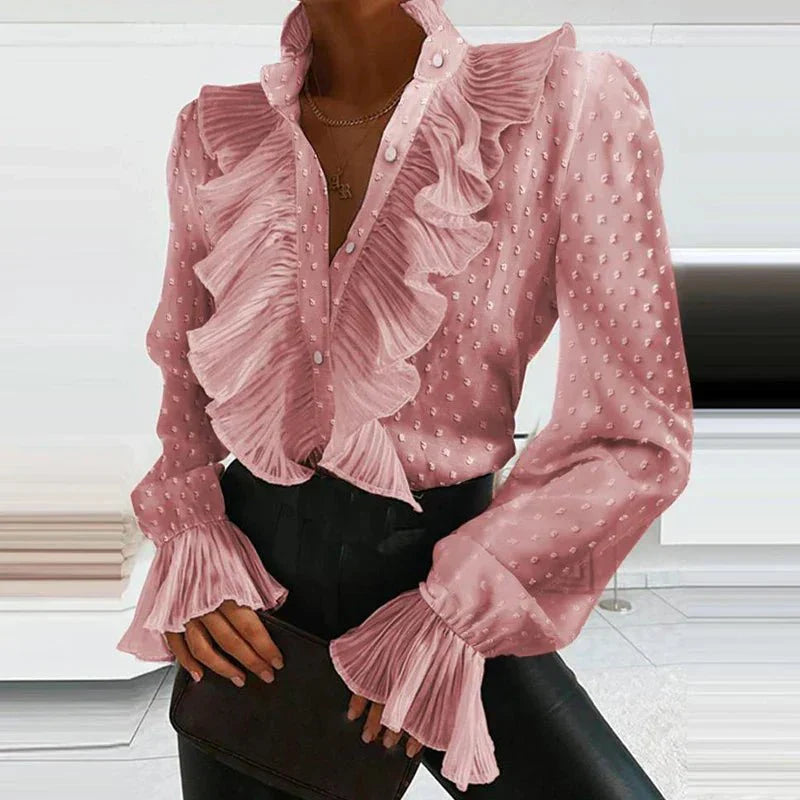 Women's Elegant Ruffled Chiffon Blouse-Metro Lane Plaza