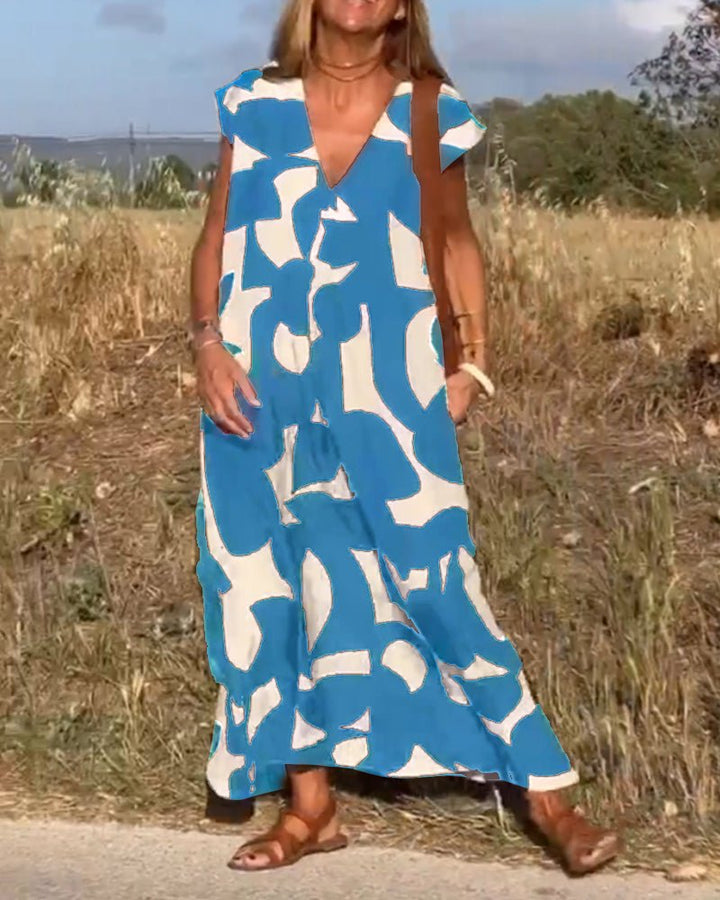 Zoey | Women's Loose Printed Maxi Dress-Metro Lane Plaza