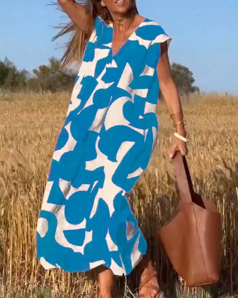 Zoey | Women's Loose Printed Maxi Dress-Metro Lane Plaza