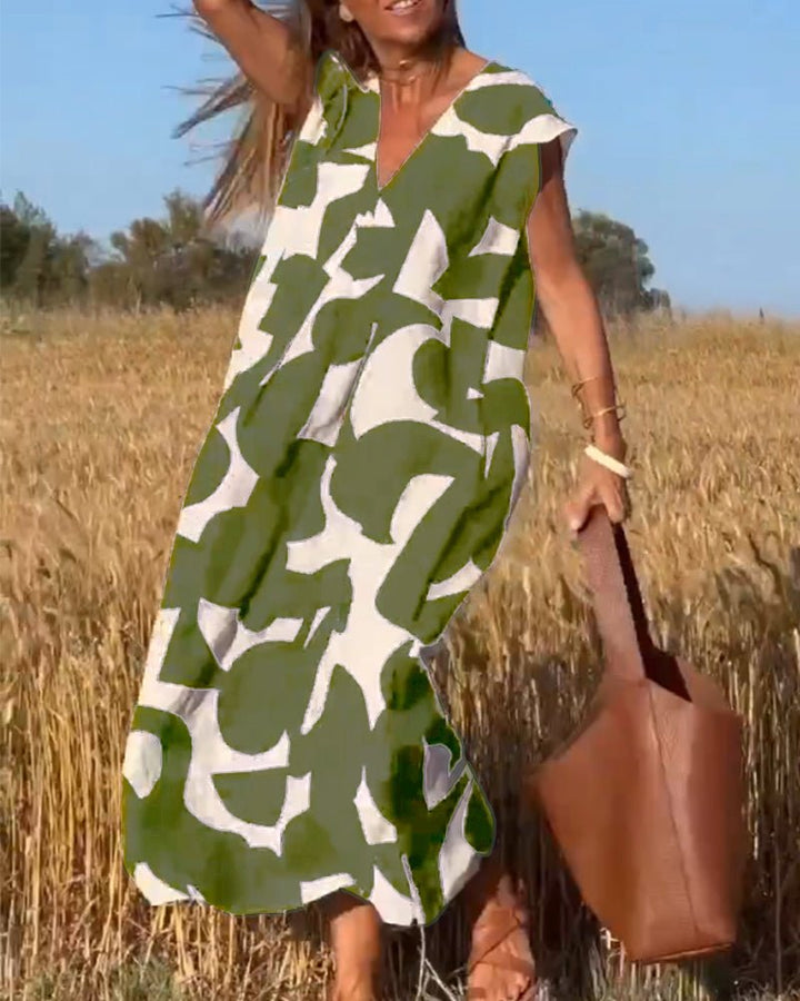 Zoey | Women's Loose Printed Maxi Dress-Metro Lane Plaza