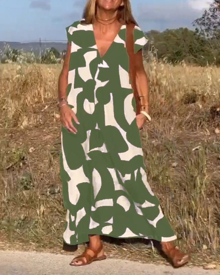 Zoey | Women's Loose Printed Maxi Dress-Metro Lane Plaza