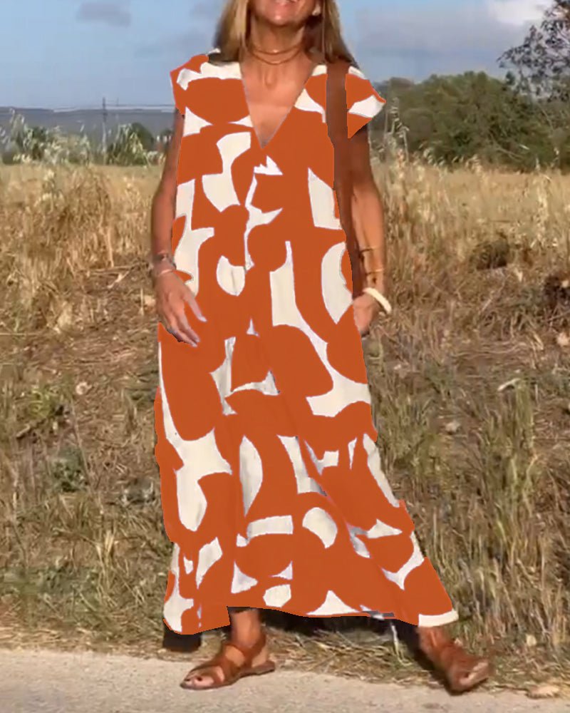 Zoey | Women's Loose Printed Maxi Dress-Metro Lane Plaza