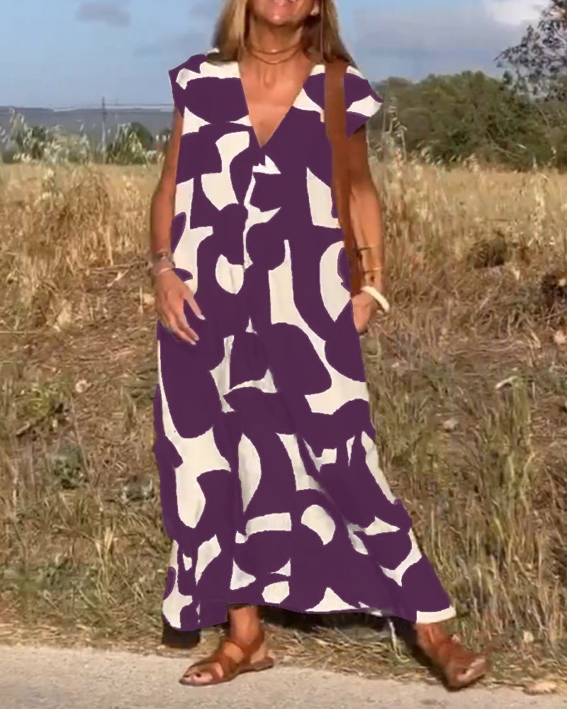 Zoey | Women's Loose Printed Maxi Dress-Metro Lane Plaza