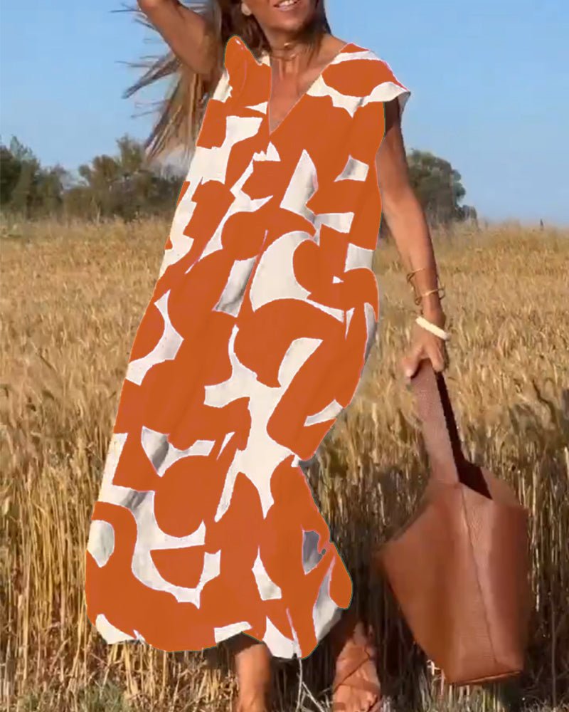 Zoey | Women's Loose Printed Maxi Dress-Metro Lane Plaza