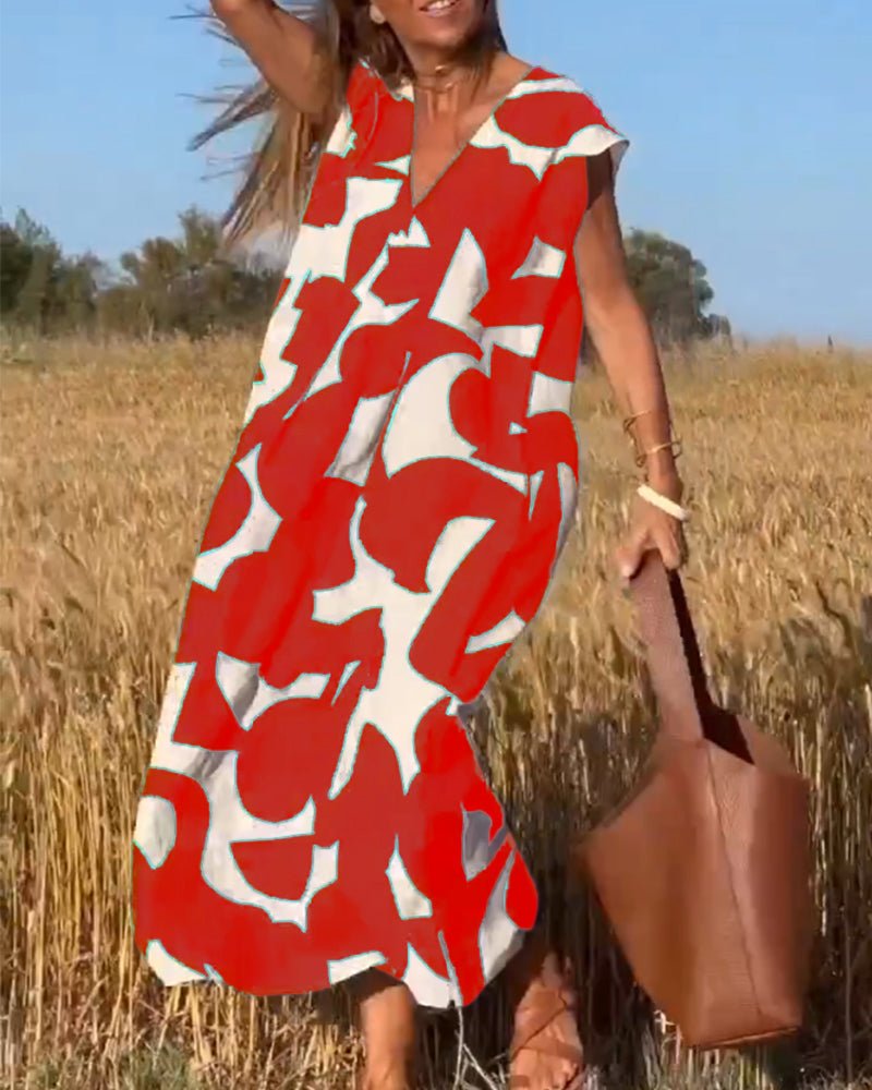 Zoey | Women's Loose Printed Maxi Dress-Metro Lane Plaza