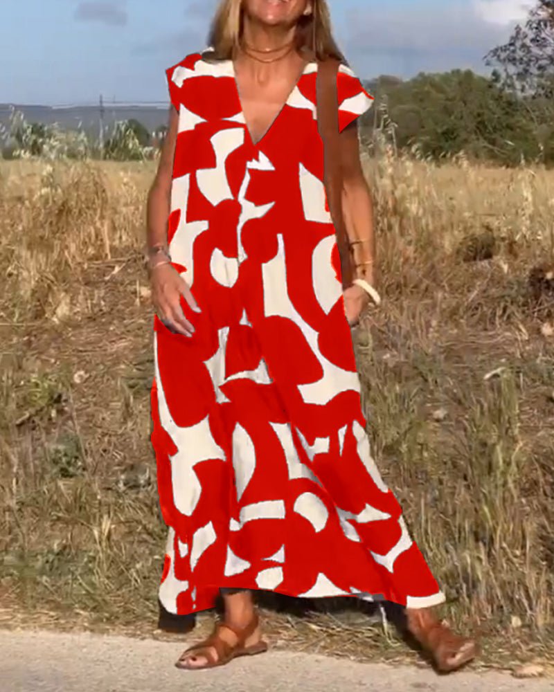Zoey | Women's Loose Printed Maxi Dress-Metro Lane Plaza