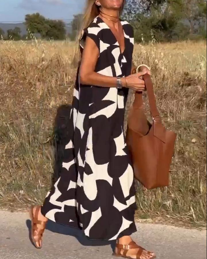 Zoey | Women's Loose Printed Maxi Dress-Metro Lane Plaza