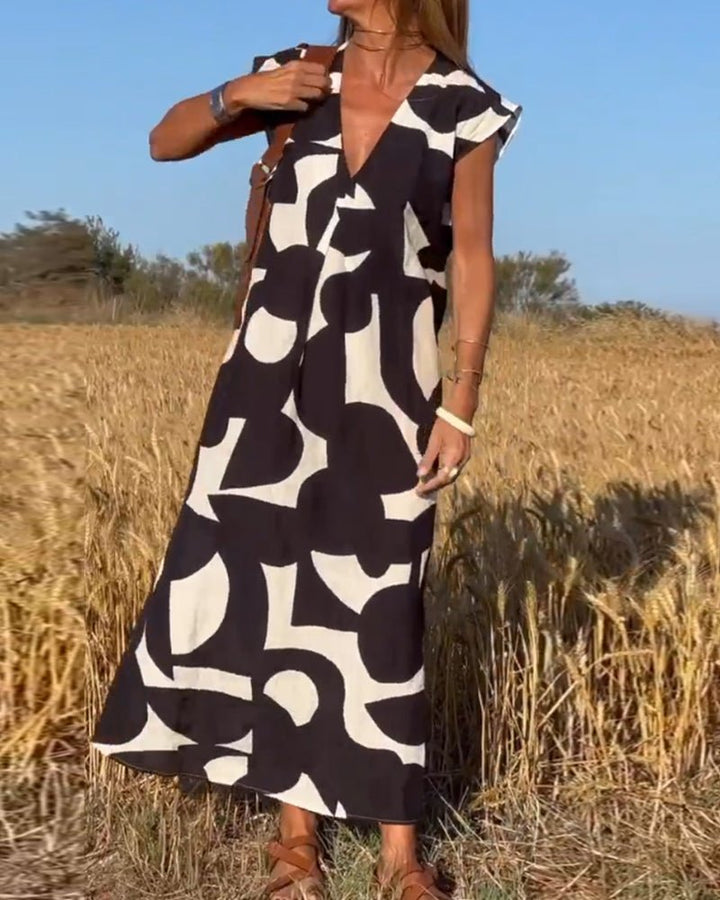 Zoey | Women's Loose Printed Maxi Dress-Metro Lane Plaza