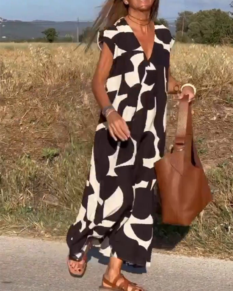 Zoey | Women's Loose Printed Maxi Dress-Metro Lane Plaza