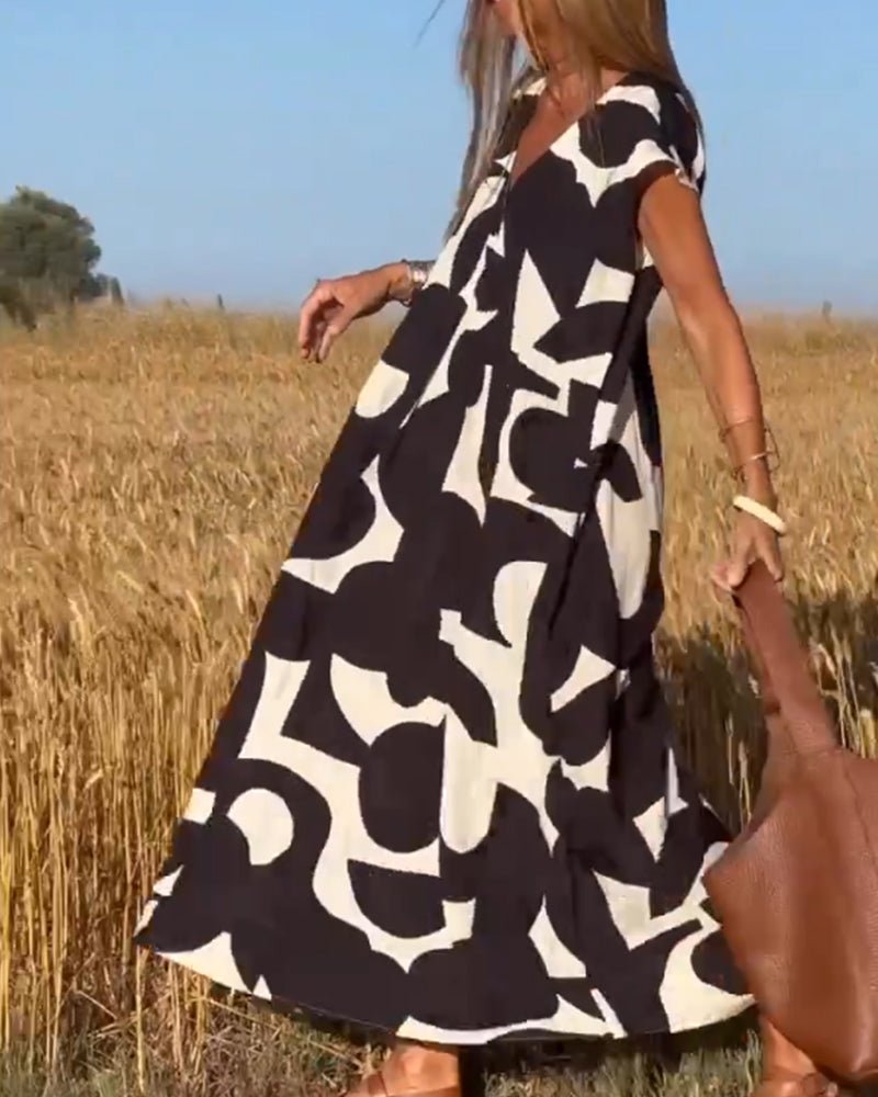 Zoey | Women's Loose Printed Maxi Dress-Metro Lane Plaza