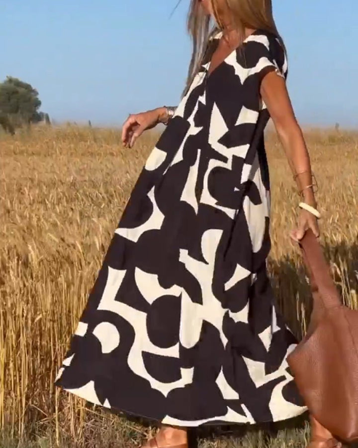 Zoey | Women's Loose Printed Maxi Dress-Metro Lane Plaza