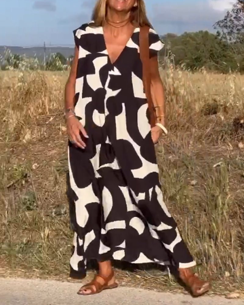 Zoey | Women's Loose Printed Maxi Dress-Metro Lane Plaza