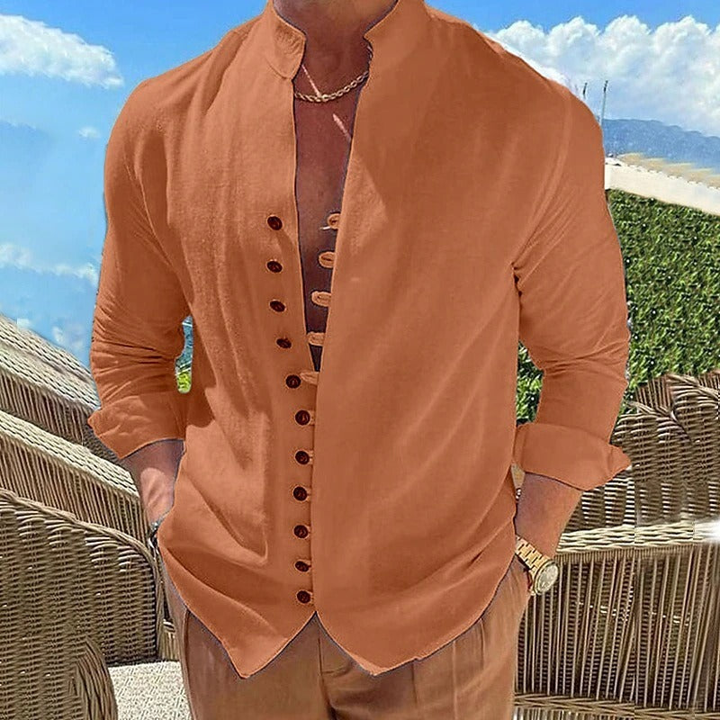 Men's Long Sleeve Button-Down Shirt-Metro Lane Plaza