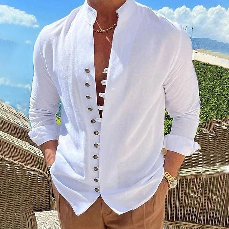 Men's Long Sleeve Button-Down Shirt-Metro Lane Plaza