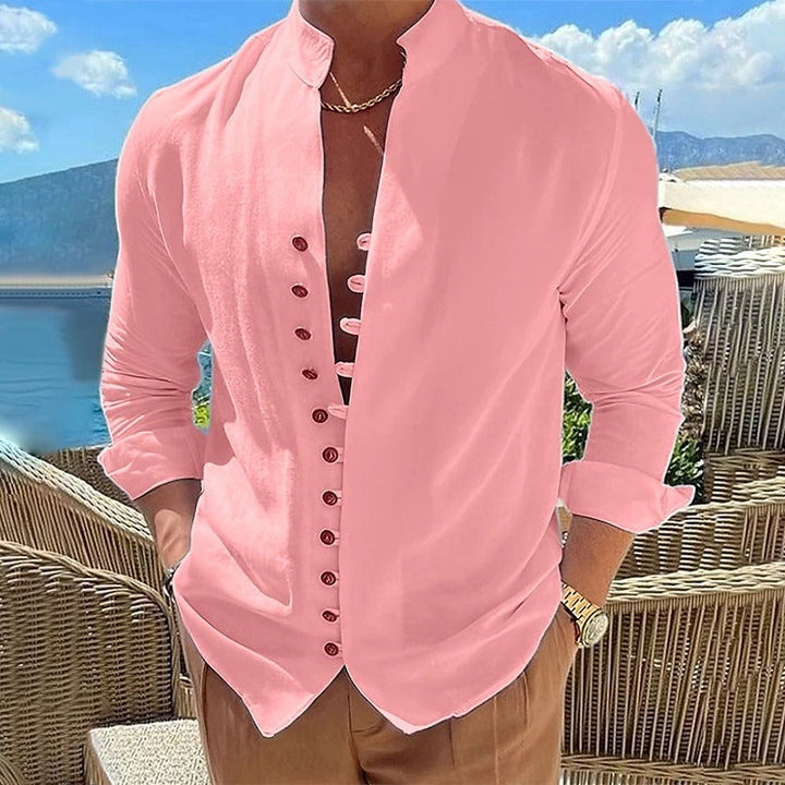 Men's Long Sleeve Button-Down Shirt-Metro Lane Plaza
