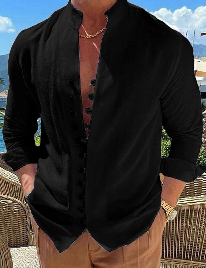 Men's Long Sleeve Button-Down Shirt-Metro Lane Plaza