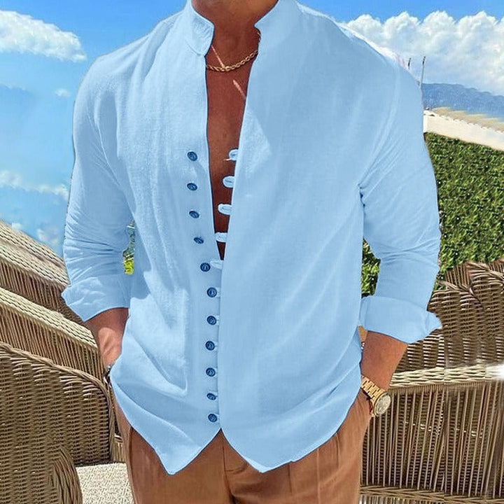 Men's Long Sleeve Button-Down Shirt-Metro Lane Plaza