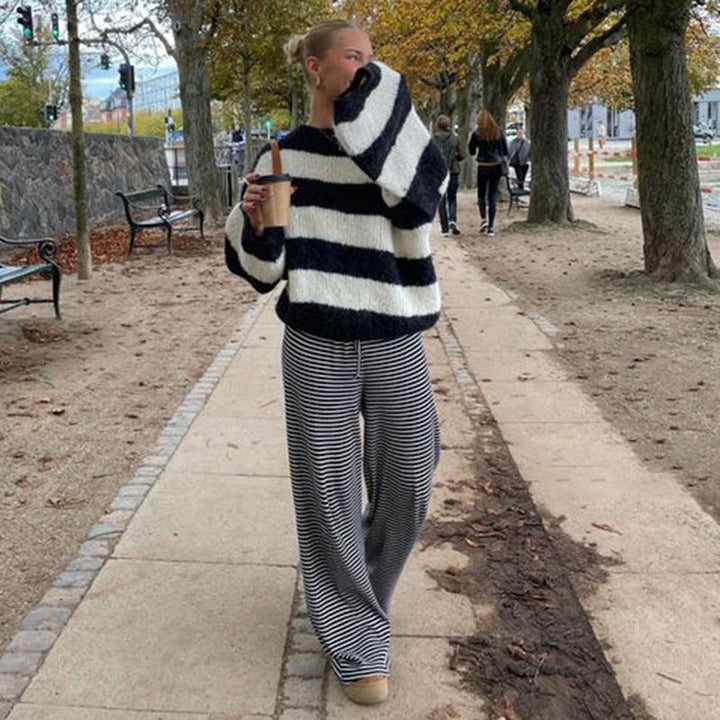 Myrtle | Women's Striped Trousers-Metro Lane Plaza