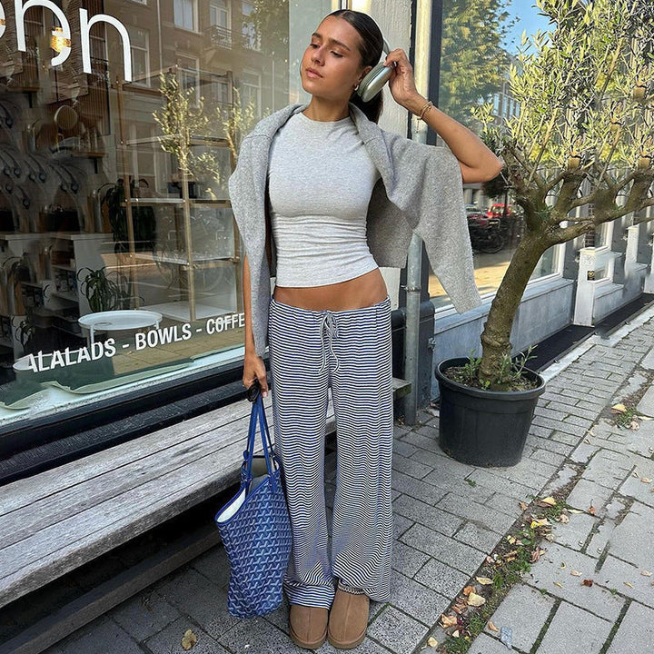 Myrtle | Women's Striped Trousers-Metro Lane Plaza