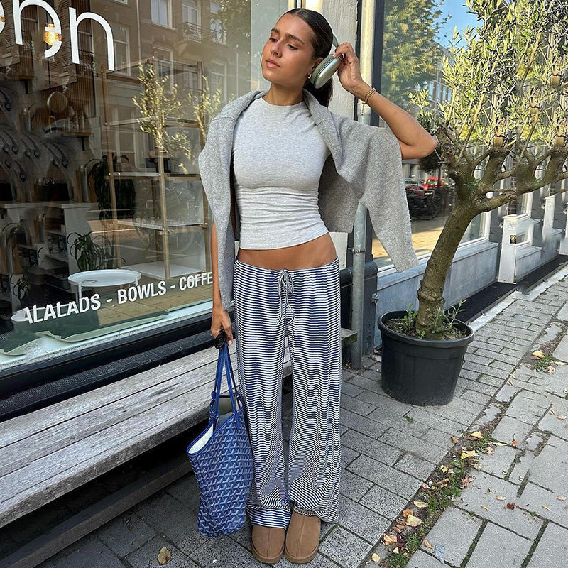 Myrtle | Women's Striped Trousers-Metro Lane Plaza