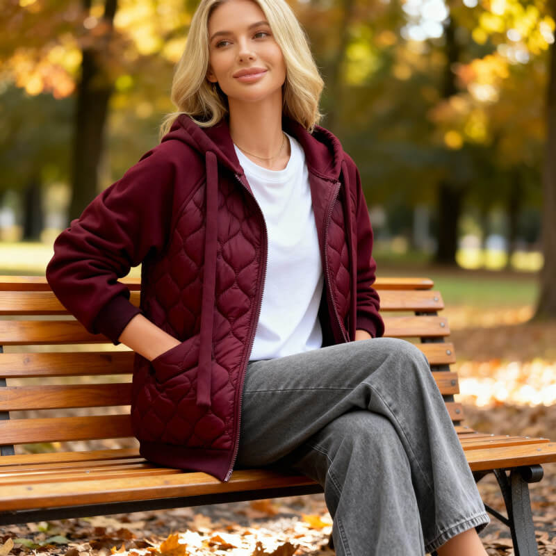 Knusse gewatteerde hoodiejas voor dames voor ultieme stijl en comfort