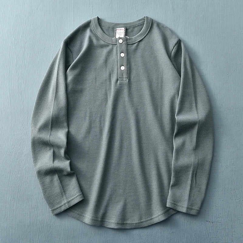 Nathan | Men's Long Sleeve Casual Henley Top