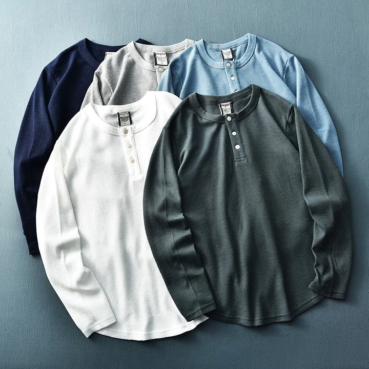 Nathan | Men's Long Sleeve Casual Henley Top