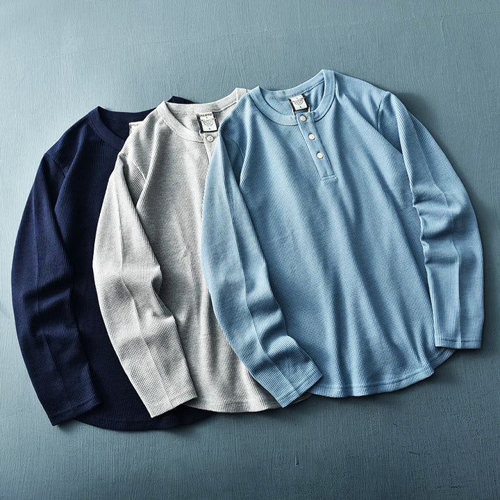Nathan | Men's Long Sleeve Casual Henley Top