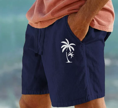 Men's Summer Shorts with Palm Embroidery