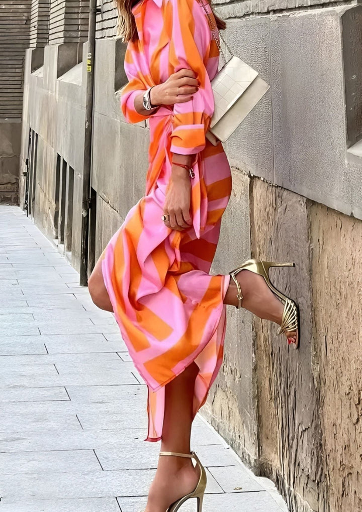Nia | Women's Long Sleeve Wrap Midi Dress Alternative-Metro Lane Plaza