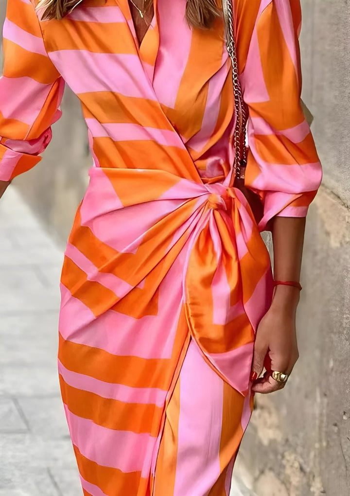 Nia | Women's Long Sleeve Wrap Midi Dress Alternative-Metro Lane Plaza