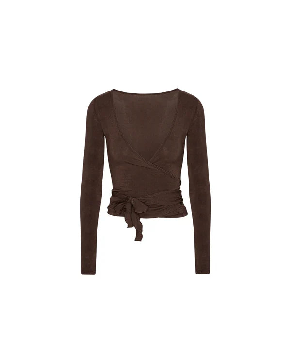 Emily | Women's Brown Long Sleeve Adjustable Sports Top-Metro Lane Plaza