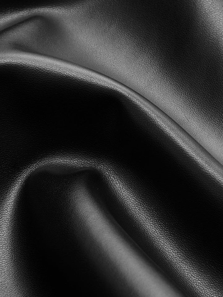 Nikka | Women's Mid-Waist PU Leather Pants with Buttons and Pockets-Metro Lane Plaza