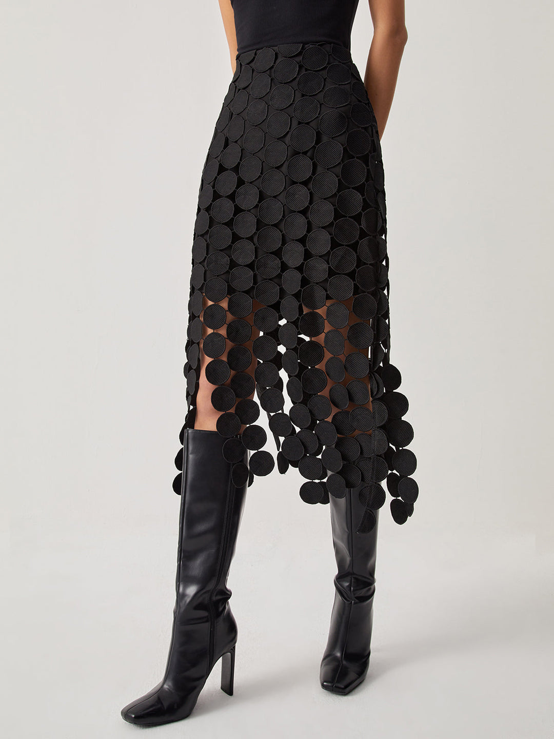 Women's Double Layer Skirt with Circle Design-Metro Lane Plaza