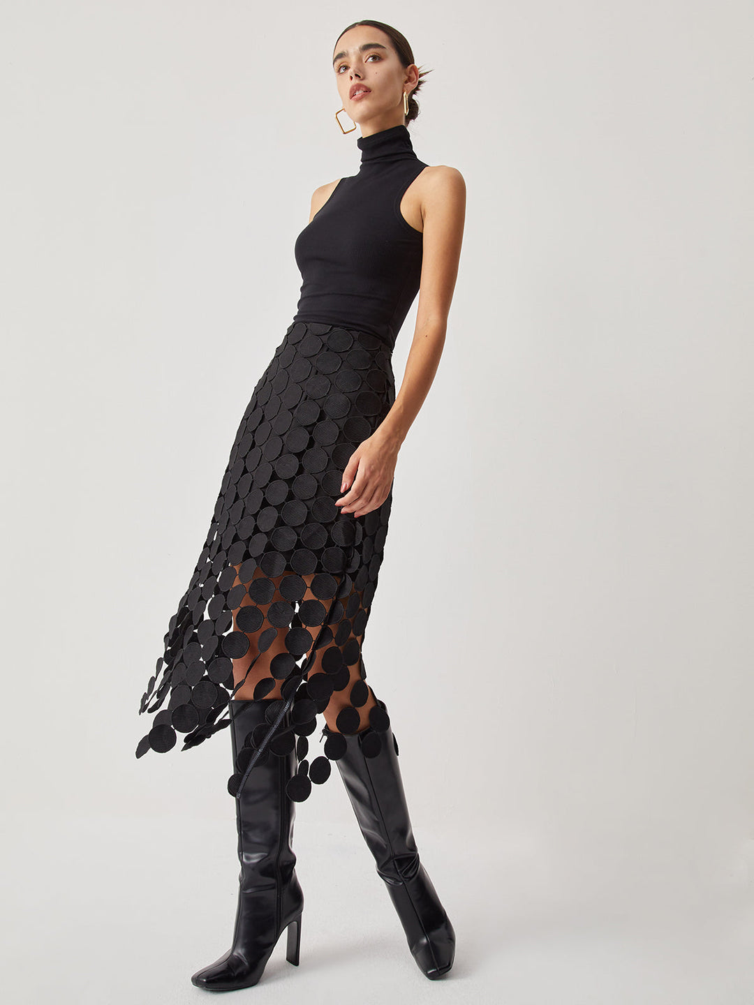 Women's Double Layer Skirt with Circle Design-Metro Lane Plaza