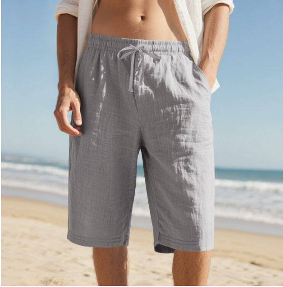 Noel | Men's Knee-Length Drawstring Shorts-Metro Lane Plaza