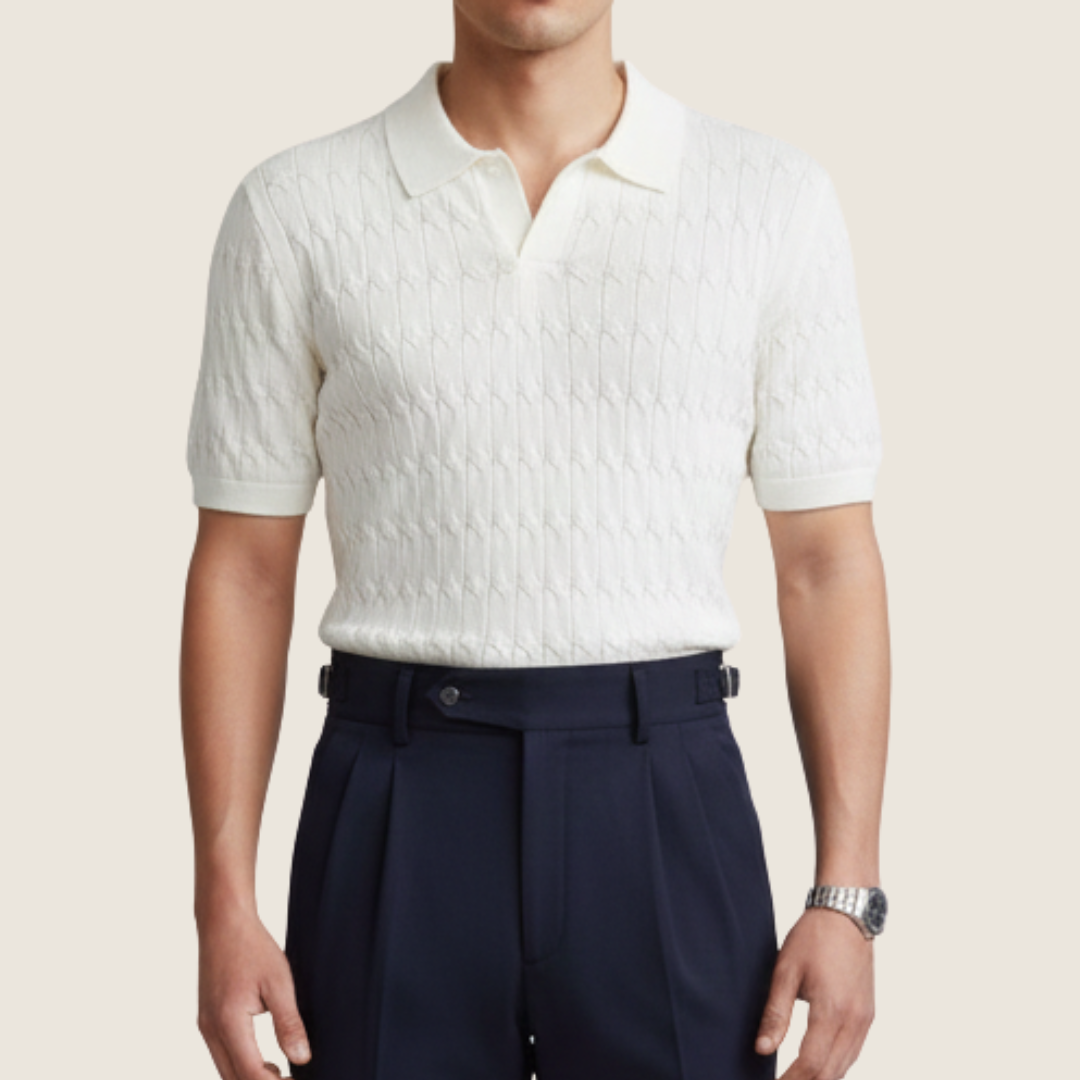 Noel | Men's Textured Short Sleeve Polo Top