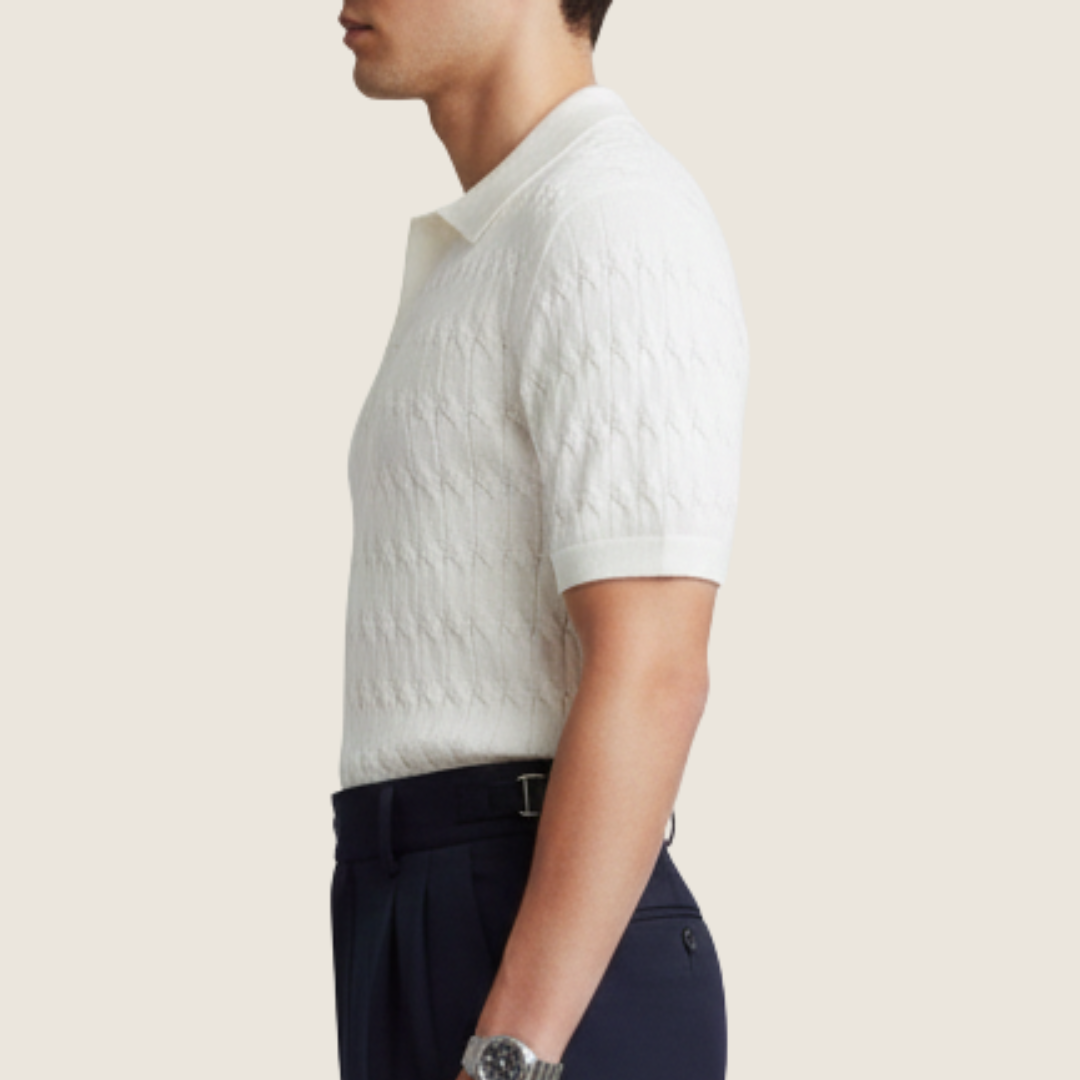 Noel | Men's Textured Short Sleeve Polo Top
