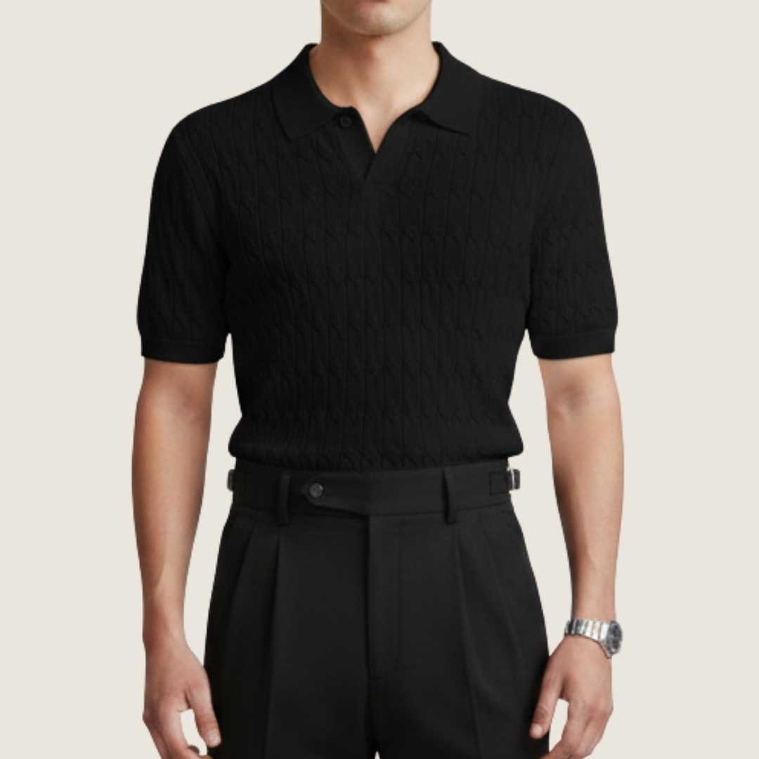 Noel | Men's Textured Short Sleeve Polo Top