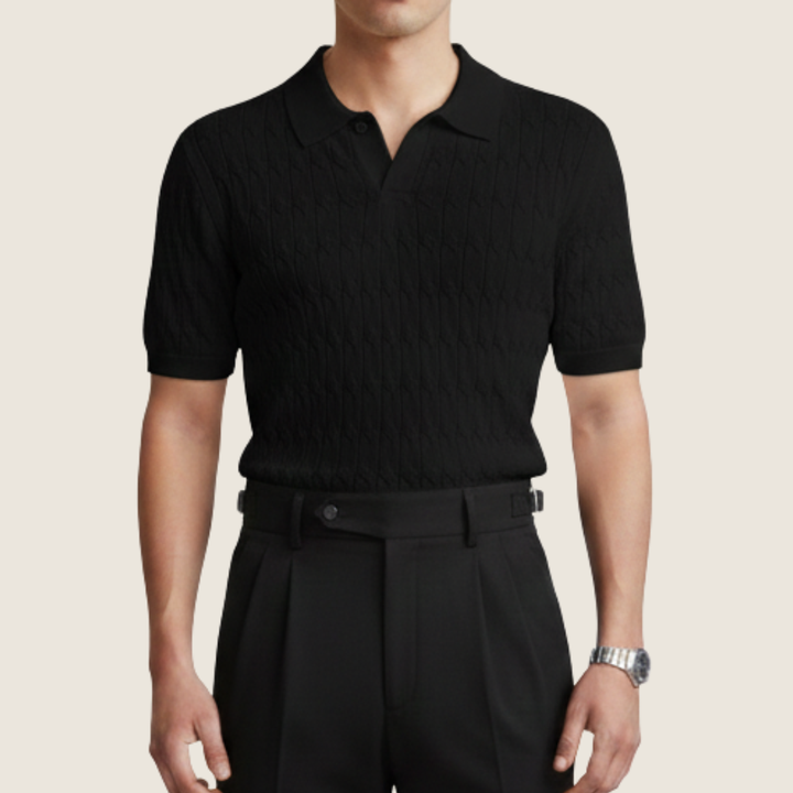 Noel | Men's Textured Short Sleeve Polo Top