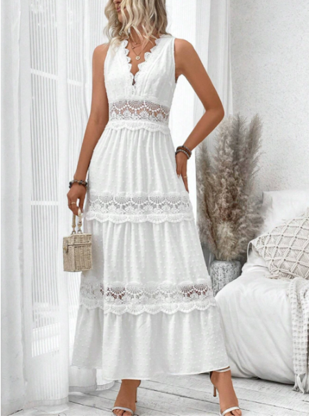 Nora | Women's Sleeveless V-Neck Long Dress-Metro Lane Plaza