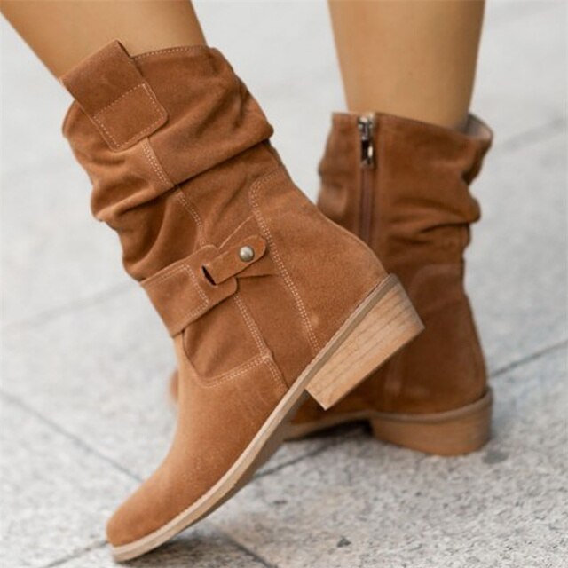 Women's Casual Boots – Low Heel and Round Toe Design-Metro Lane Plaza