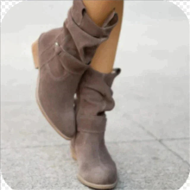 Women's Casual Boots – Low Heel and Round Toe Design-Metro Lane Plaza