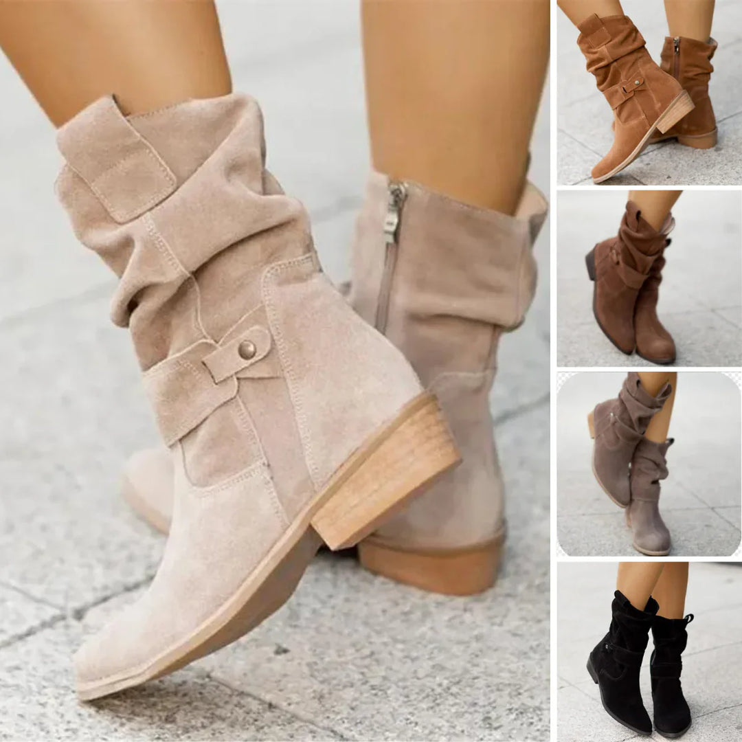 Women's Casual Boots – Low Heel and Round Toe Design-Metro Lane Plaza