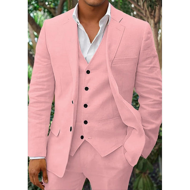 Men's Stylish Linen Blazer, Waistcoat, and Trousers Set-Metro Lane Plaza