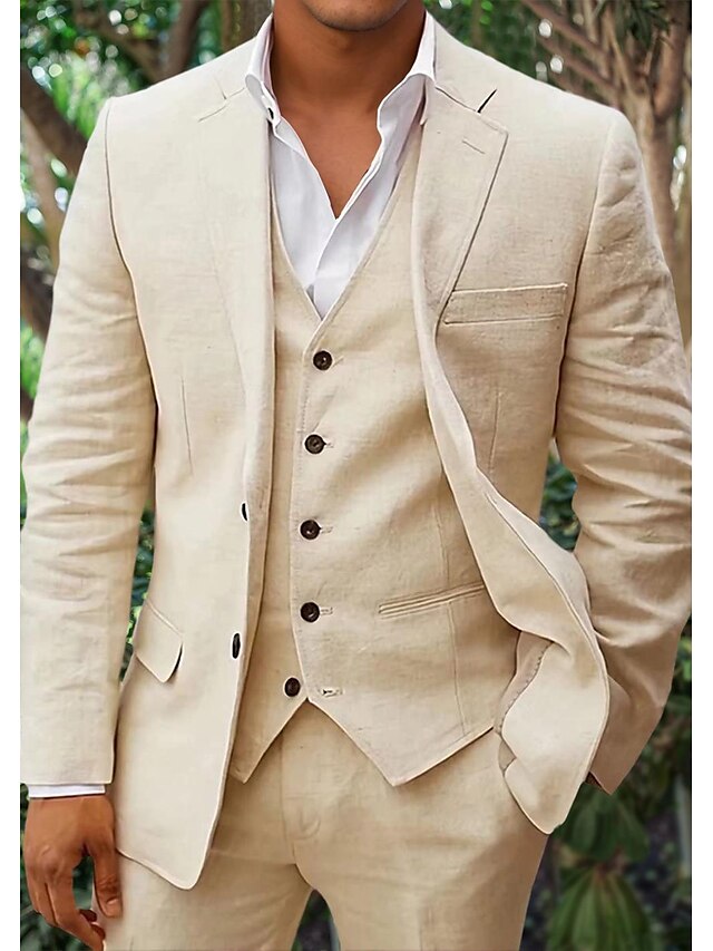 Men's Stylish Linen Blazer, Waistcoat, and Trousers Set-Metro Lane Plaza