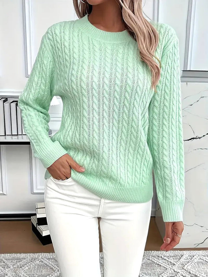 Maglione da donna a maniche lunghe con lavorazione a trecce, maglione autunnale testurizzato