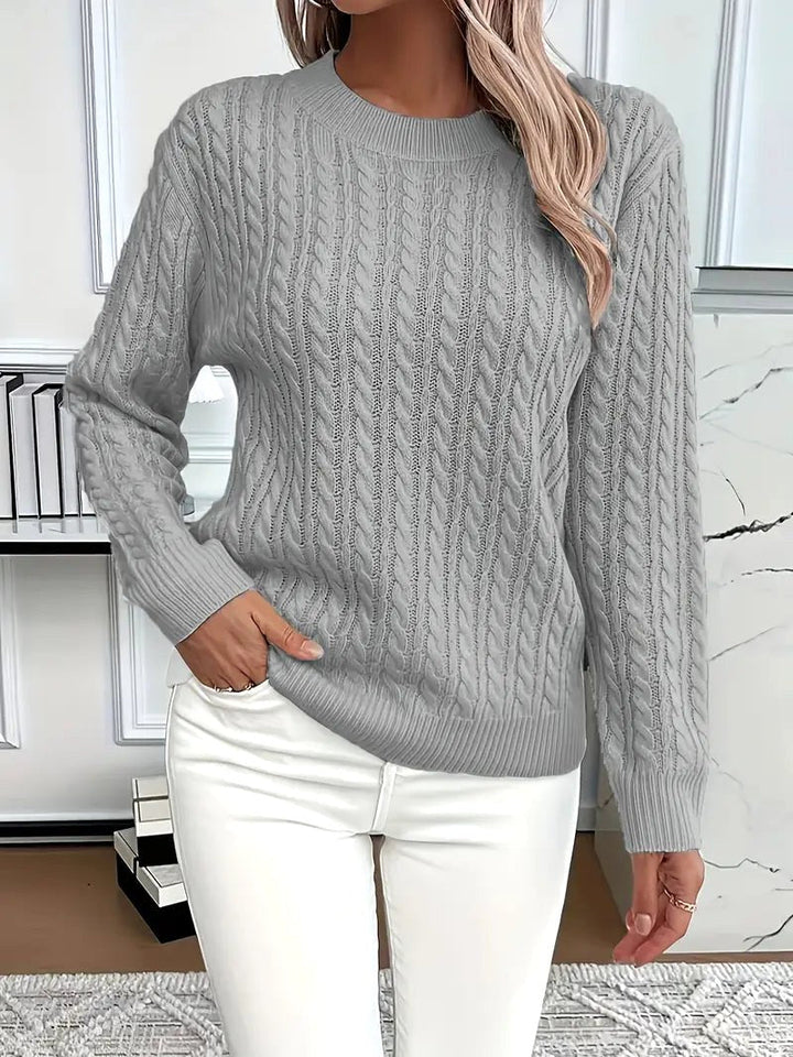 Maglione da donna a maniche lunghe con lavorazione a trecce, maglione autunnale testurizzato